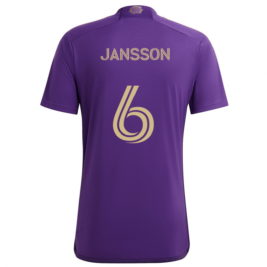 Enfant Football Maillot Robin Jansson #6 Violet Jaune Tenues Domicile 2024/25