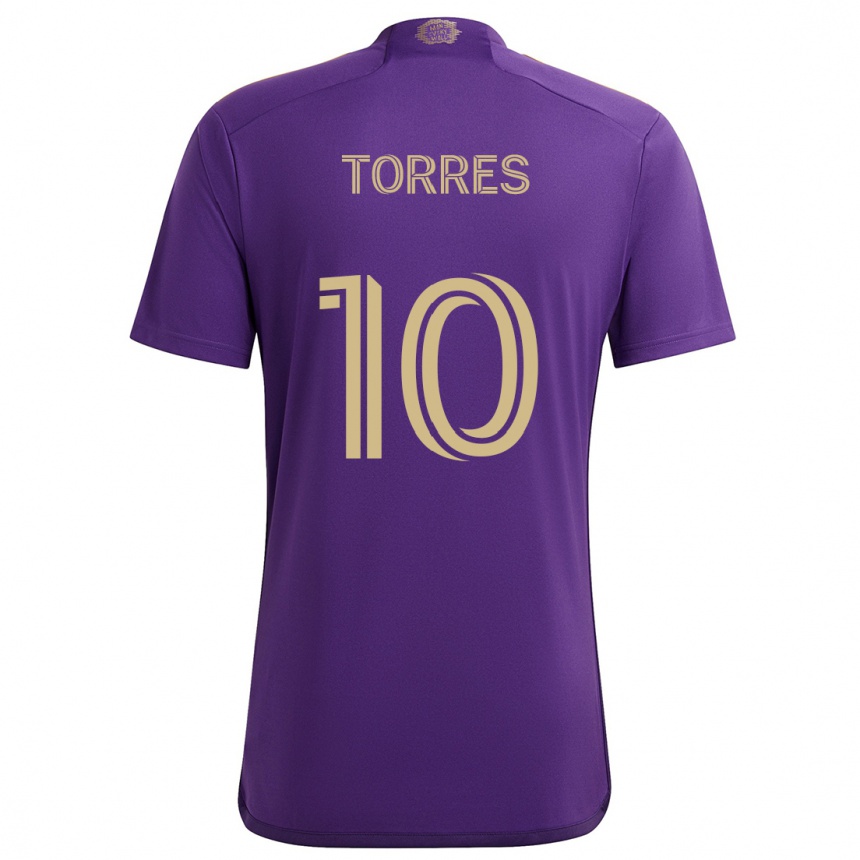 Enfant Football Maillot Facundo Torres #10 Violet Jaune Tenues Domicile 2024/25