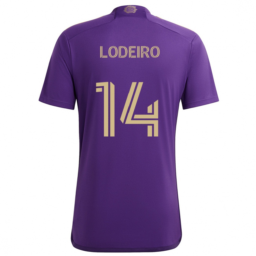 Enfant Football Maillot Nicolás Lodeiro #14 Violet Jaune Tenues Domicile 2024/25