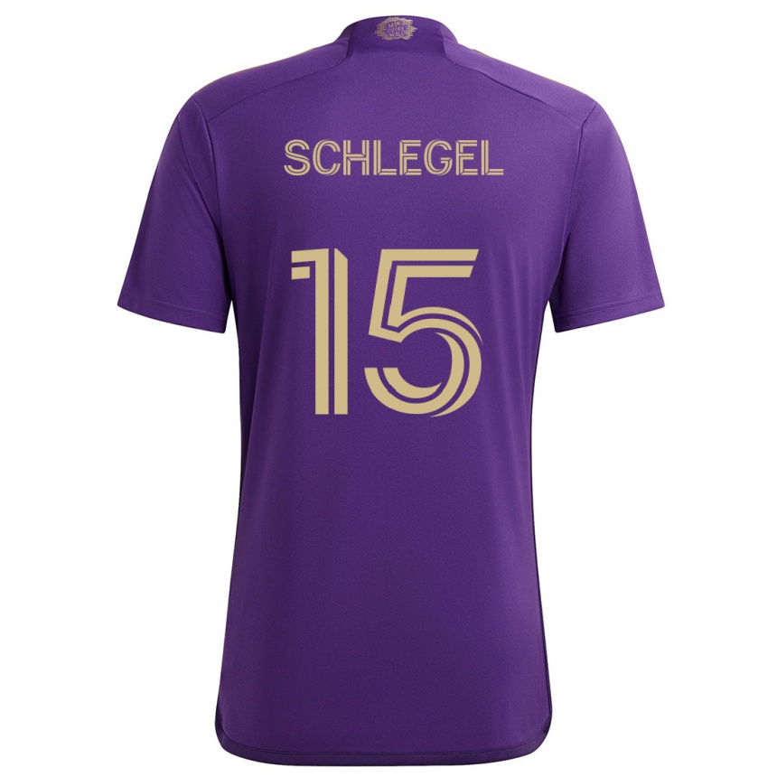 Enfant Football Maillot Rodrigo Schlegel #15 Violet Jaune Tenues Domicile 2024/25