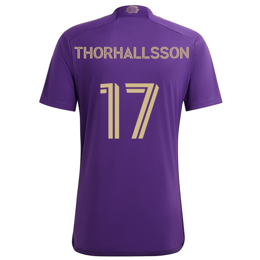 Enfant Football Maillot Dagur Dan Thórhallsson #17 Violet Jaune Tenues Domicile 2024/25