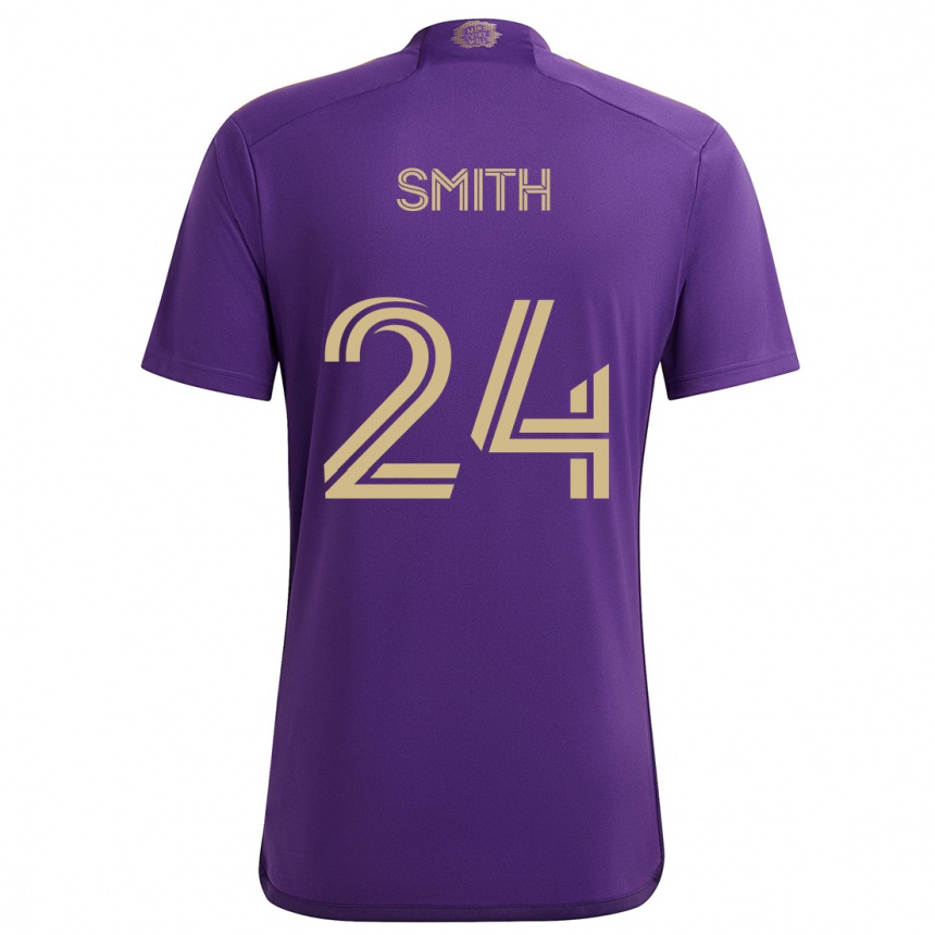 Enfant Football Maillot Kyle Smith #24 Violet Jaune Tenues Domicile 2024/25