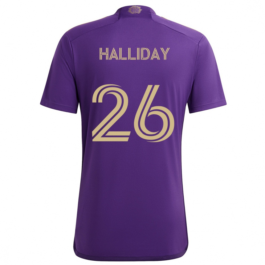 Enfant Football Maillot Michael Halliday #26 Violet Jaune Tenues Domicile 2024/25