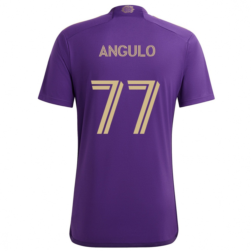 Enfant Football Maillot Iván Angulo #77 Violet Jaune Tenues Domicile 2024/25