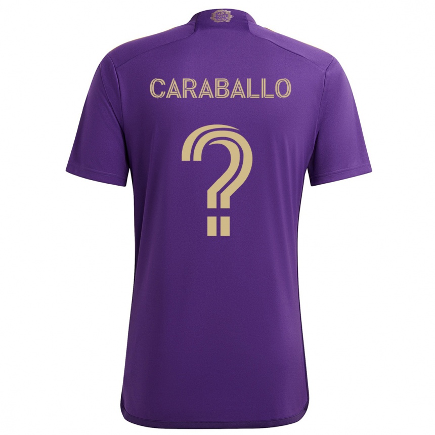 Enfant Football Maillot Gustavo Caraballo #0 Violet Jaune Tenues Domicile 2024/25