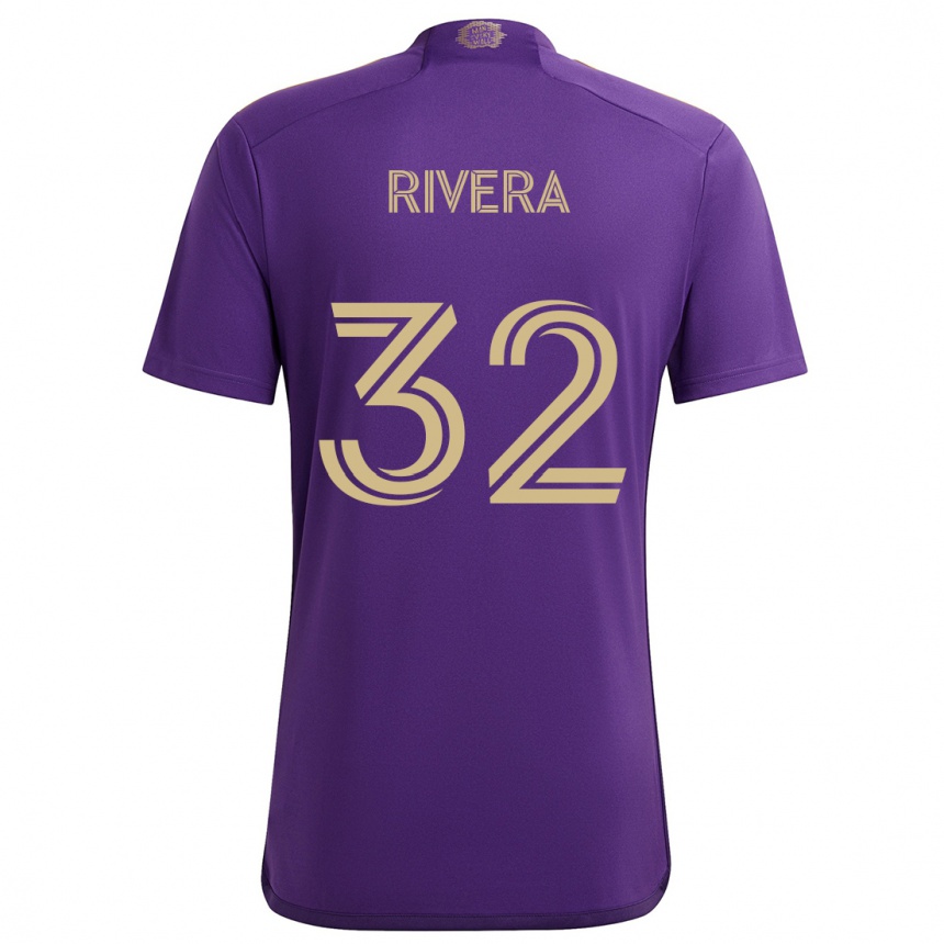 Enfant Football Maillot Wilfredo Rivera #32 Violet Jaune Tenues Domicile 2024/25