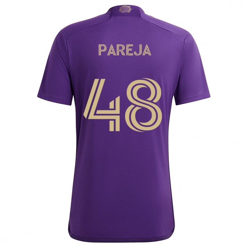 Enfant Football Maillot Diego Pareja #48 Violet Jaune Tenues Domicile 2024/25