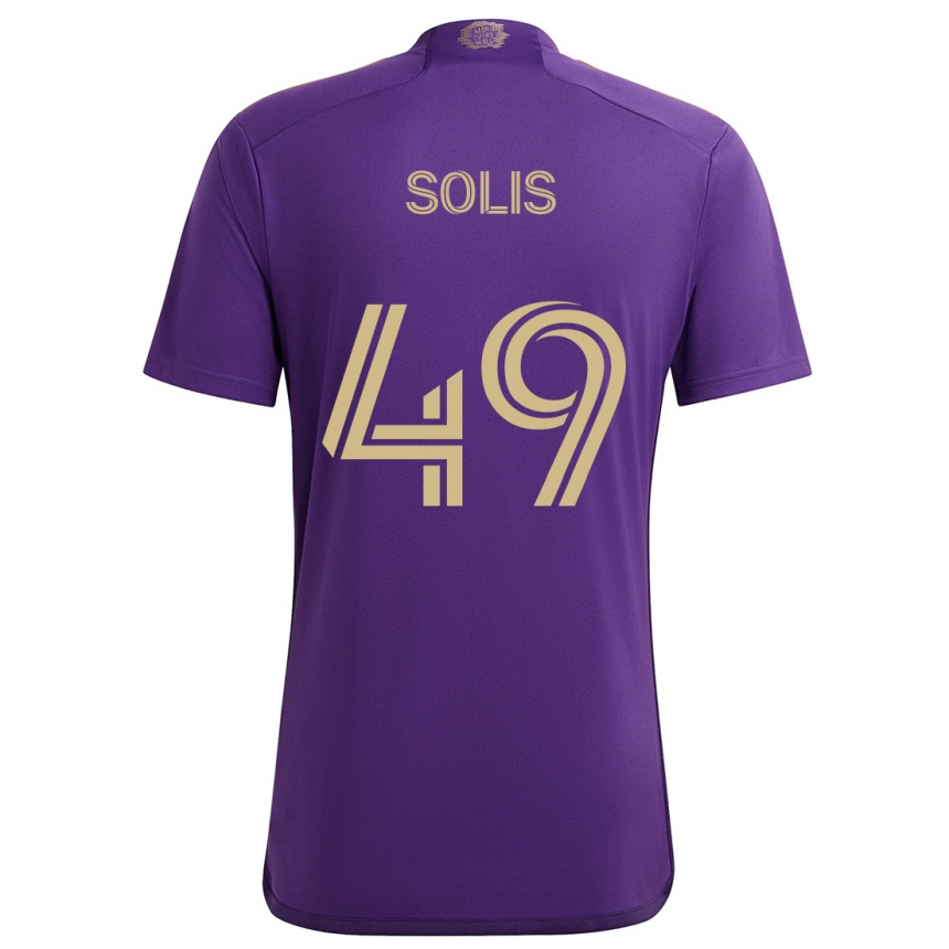 Enfant Football Maillot Jhon Solís #49 Violet Jaune Tenues Domicile 2024/25