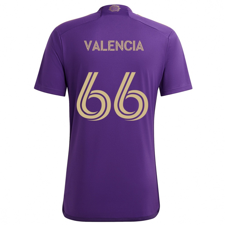 Enfant Football Maillot Yeiler Valencia #66 Violet Jaune Tenues Domicile 2024/25