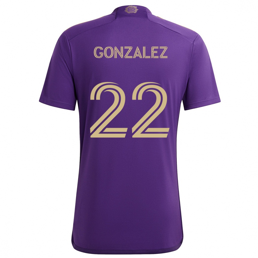 Enfant Football Maillot Gastón González #22 Violet Jaune Tenues Domicile 2024/25