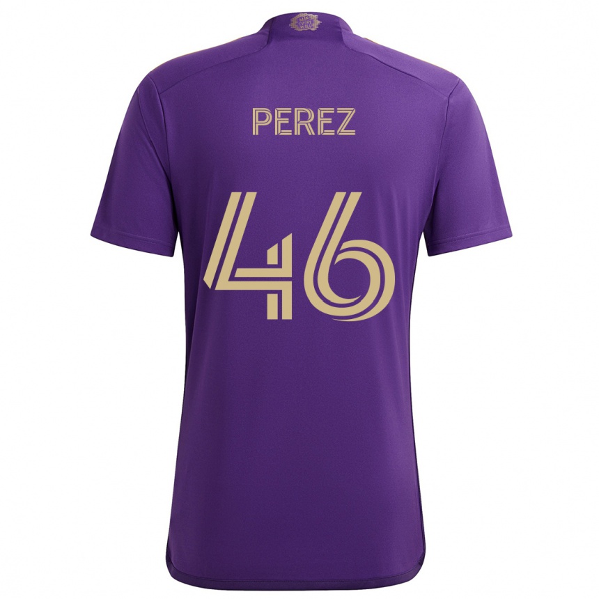 Enfant Football Maillot Franco Pérez #46 Violet Jaune Tenues Domicile 2024/25