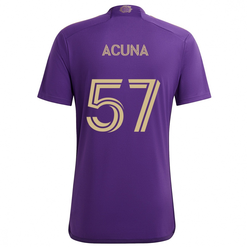 Enfant Football Maillot Cristofer Acuña #57 Violet Jaune Tenues Domicile 2024/25