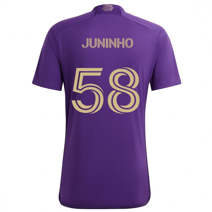 Enfant Football Maillot Juninho #58 Violet Jaune Tenues Domicile 2024/25