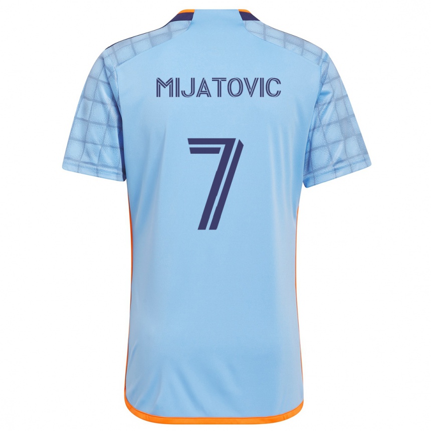 Enfant Football Maillot Jovan Mijatovic #7 Bleu Orange Tenues Domicile 2024/25