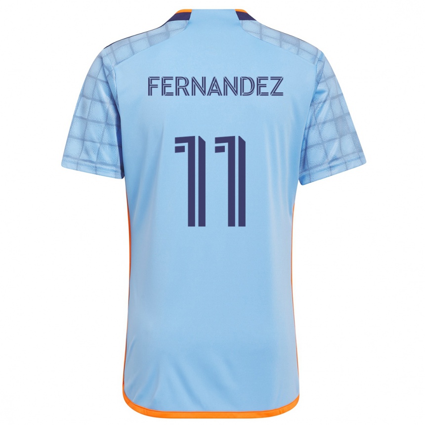 Enfant Football Maillot Julián Fernández #11 Bleu Orange Tenues Domicile 2024/25