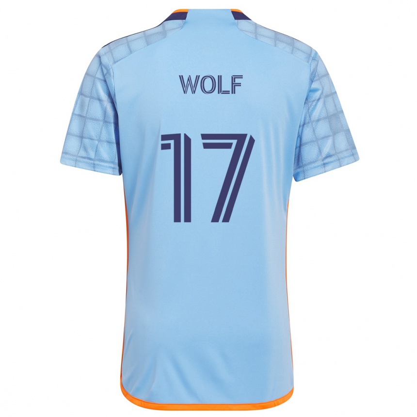 Enfant Football Maillot Hannes Wolf #17 Bleu Orange Tenues Domicile 2024/25