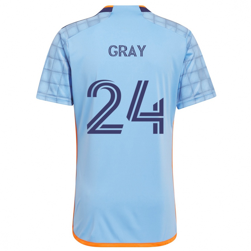 Enfant Football Maillot Tayvon Gray #24 Bleu Orange Tenues Domicile 2024/25