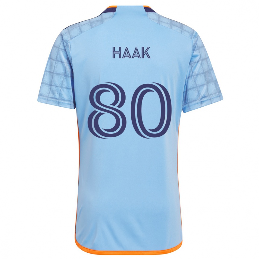 Enfant Football Maillot Justin Haak #80 Bleu Orange Tenues Domicile 2024/25