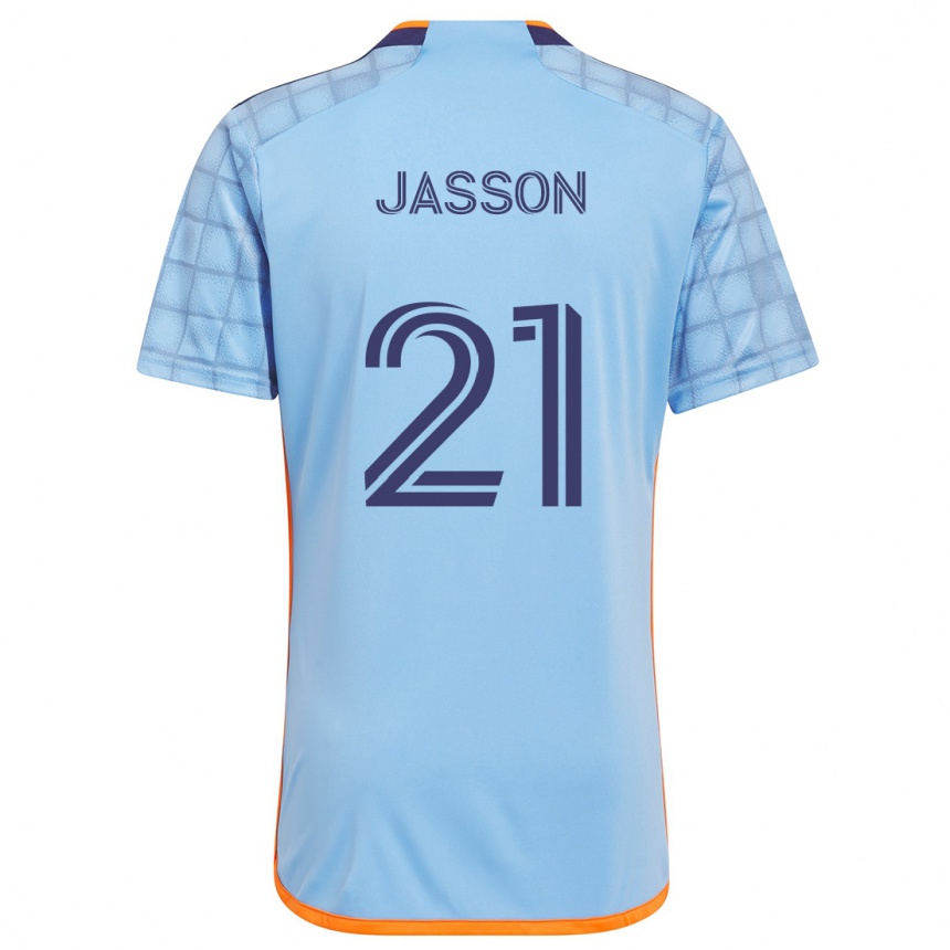 Enfant Football Maillot Andres Jasson #21 Bleu Orange Tenues Domicile 2024/25