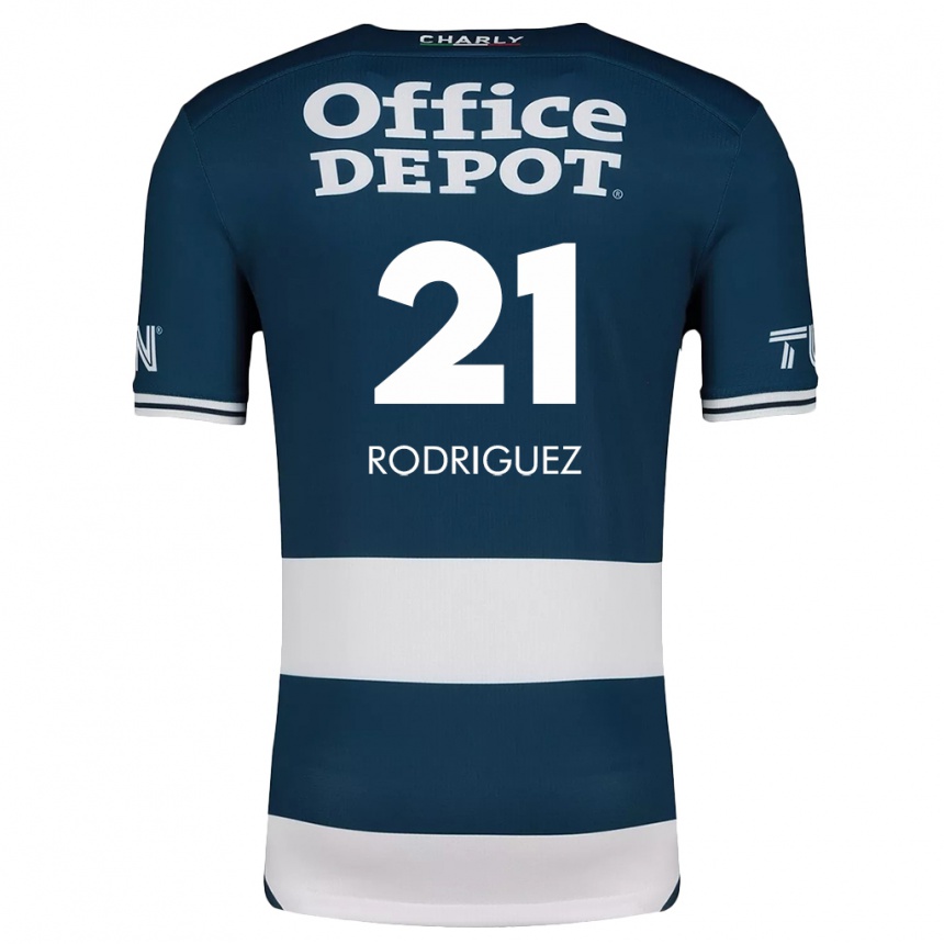 Enfant Football Maillot Valentín Rodríguez #21 Bleu Blanc Tenues Domicile 2024/25