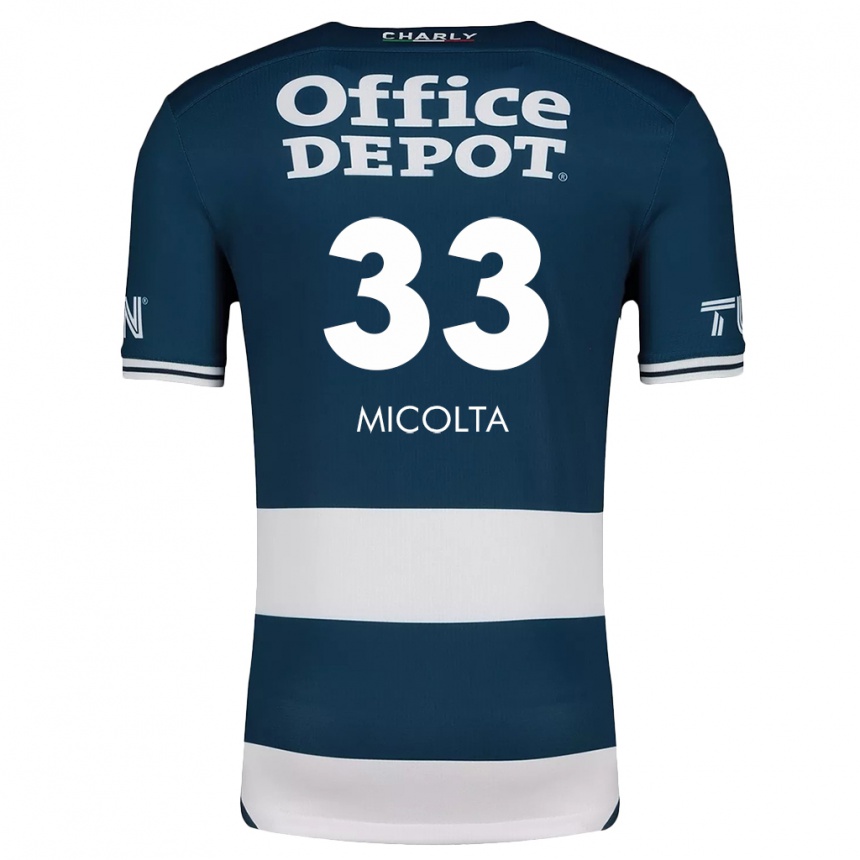 Enfant Football Maillot Andrés Micolta #33 Bleu Blanc Tenues Domicile 2024/25