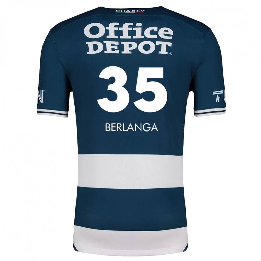 Enfant Football Maillot Jorge Berlanga #35 Bleu Blanc Tenues Domicile 2024/25