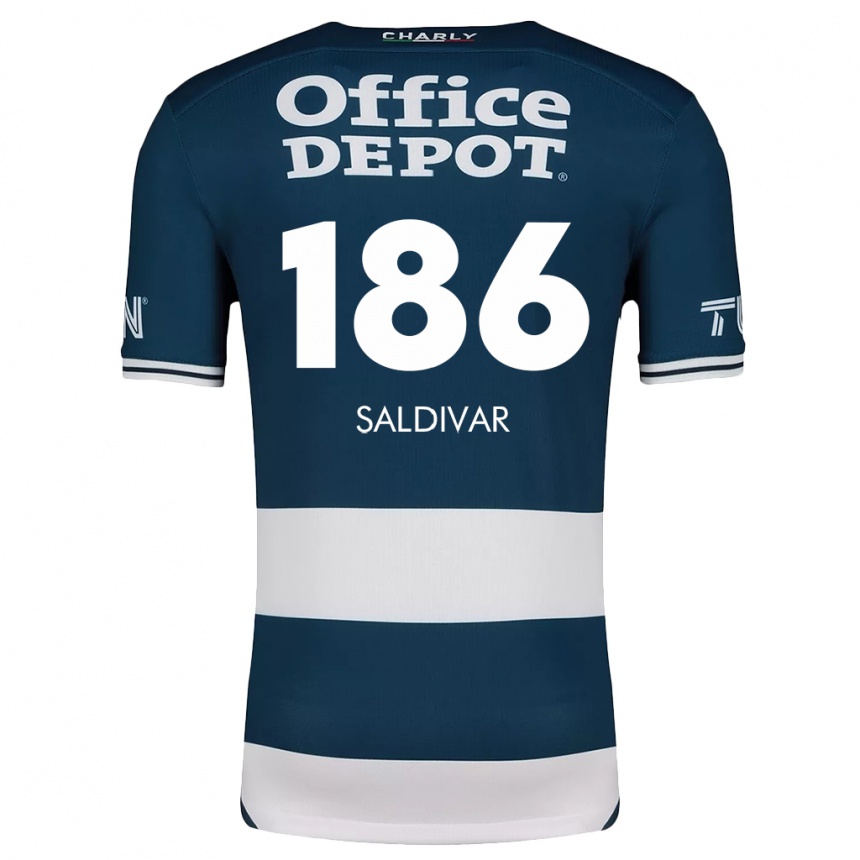 Enfant Football Maillot José Saldívar #186 Bleu Blanc Tenues Domicile 2024/25