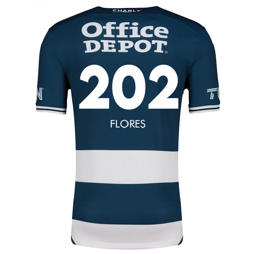 Enfant Football Maillot Luis Flores #202 Bleu Blanc Tenues Domicile 2024/25