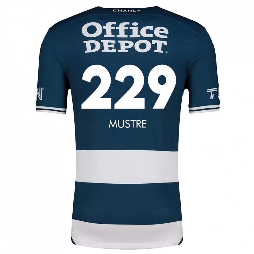 Enfant Football Maillot Eduardo Mustre #229 Bleu Blanc Tenues Domicile 2024/25