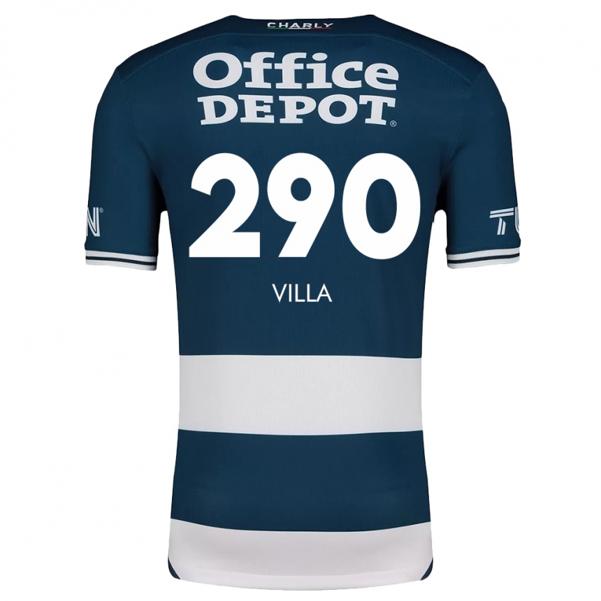 Enfant Football Maillot Adrián Villa #290 Bleu Blanc Tenues Domicile 2024/25