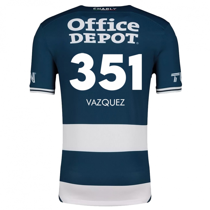 Enfant Football Maillot Maximo Vázquez #351 Bleu Blanc Tenues Domicile 2024/25