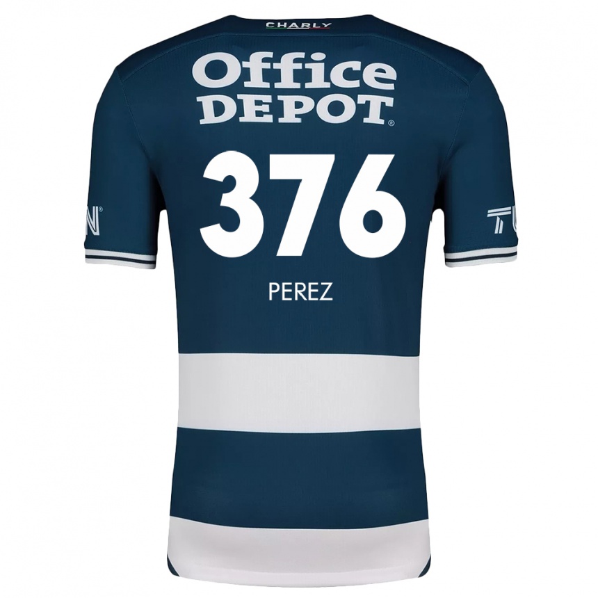 Enfant Football Maillot Abraham Pérez #376 Bleu Blanc Tenues Domicile 2024/25