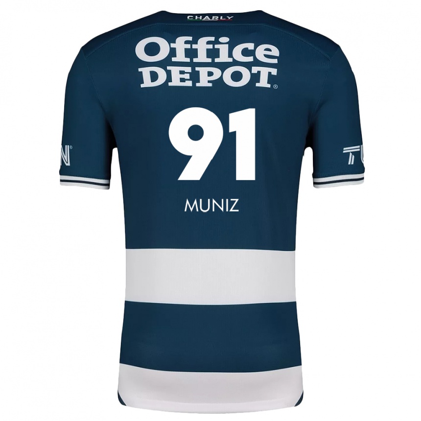 Enfant Football Maillot Brandon Muñiz #91 Bleu Blanc Tenues Domicile 2024/25