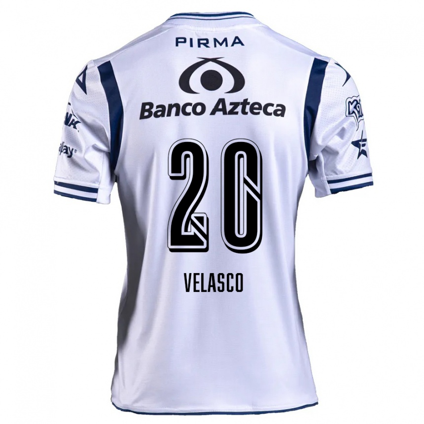 Enfant Football Maillot Kevin Velasco #20 Blanc Bleu Marine Tenues Domicile 2024/25