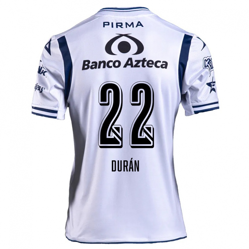 Enfant Football Maillot Rafael Durán #22 Blanc Bleu Marine Tenues Domicile 2024/25