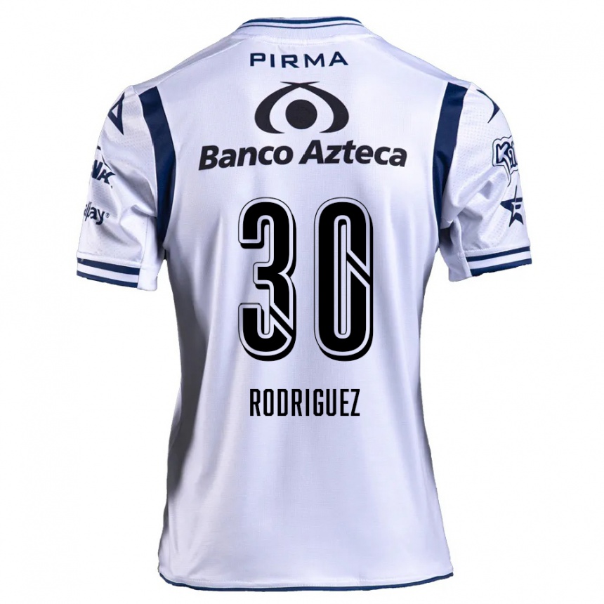 Enfant Football Maillot Jesús Rodríguez #30 Blanc Bleu Marine Tenues Domicile 2024/25