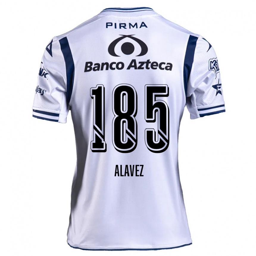 Enfant Football Maillot Brian Alavez #185 Blanc Bleu Marine Tenues Domicile 2024/25