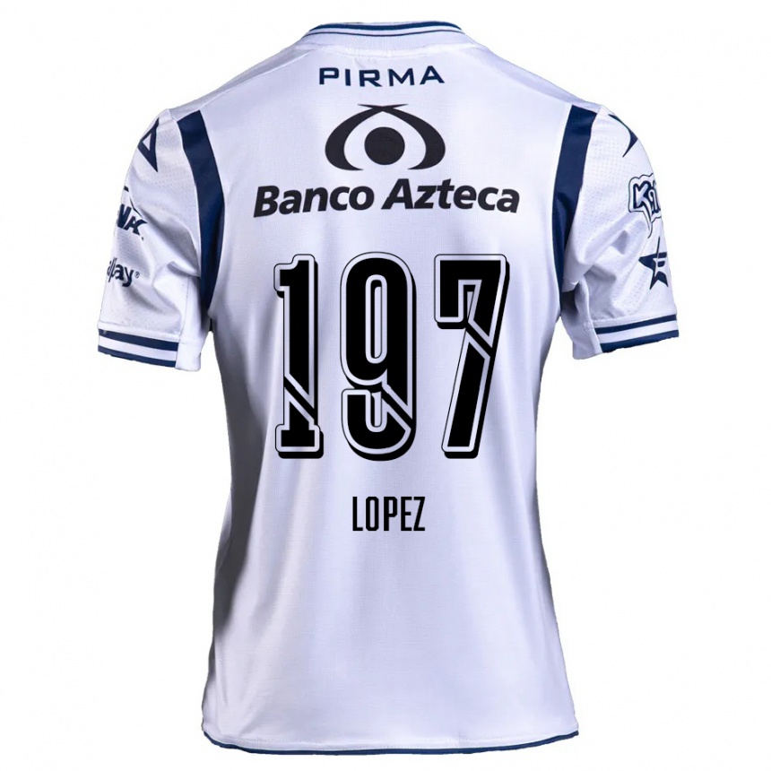 Enfant Football Maillot Sebastián López #197 Blanc Bleu Marine Tenues Domicile 2024/25