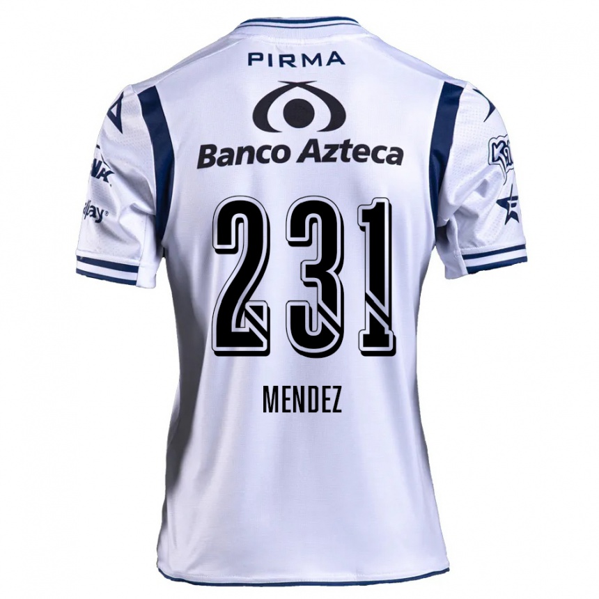 Enfant Football Maillot Alejandro Méndez #231 Blanc Bleu Marine Tenues Domicile 2024/25