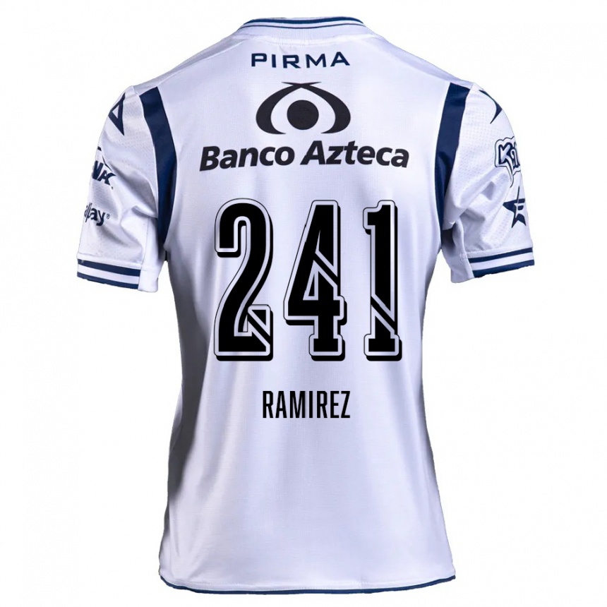 Enfant Football Maillot Eduardo Ramírez #241 Blanc Bleu Marine Tenues Domicile 2024/25