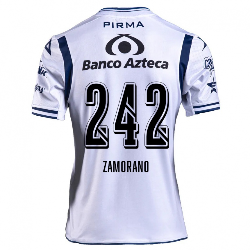 Enfant Football Maillot Leonardo Zamorano #242 Blanc Bleu Marine Tenues Domicile 2024/25