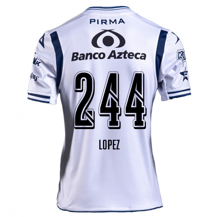 Enfant Football Maillot Daniel López #244 Blanc Bleu Marine Tenues Domicile 2024/25