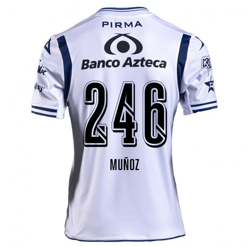 Enfant Football Maillot Zamier Muñoz #246 Blanc Bleu Marine Tenues Domicile 2024/25