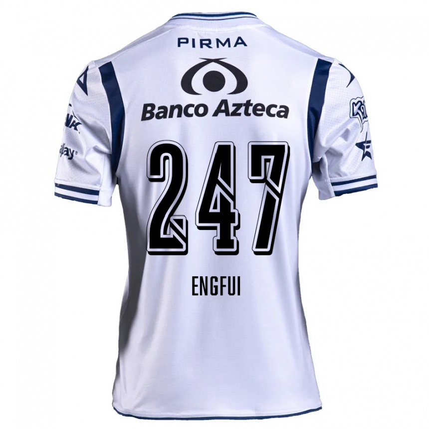 Enfant Football Maillot Emilio Engfui #247 Blanc Bleu Marine Tenues Domicile 2024/25