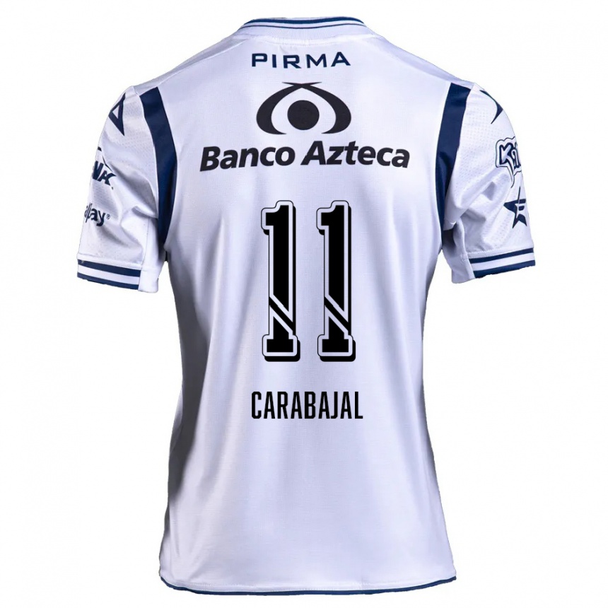 Enfant Football Maillot Gabriel Carabajal #11 Blanc Bleu Marine Tenues Domicile 2024/25