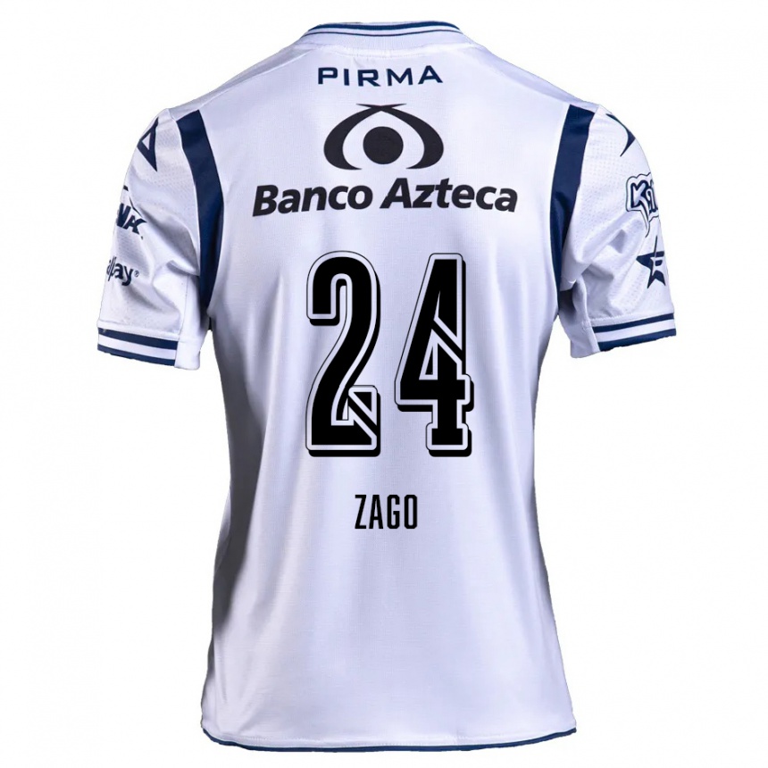 Enfant Football Maillot Diego Zago #24 Blanc Bleu Marine Tenues Domicile 2024/25