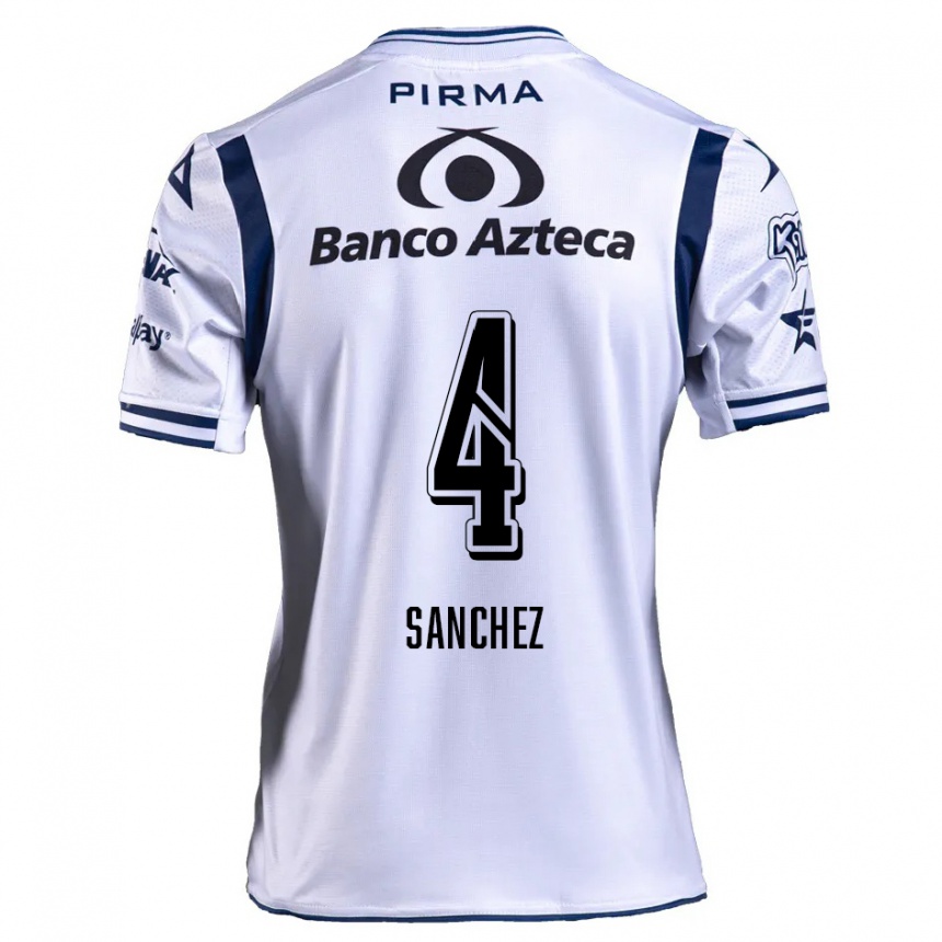 Enfant Football Maillot Liliana Sánchez #4 Blanc Bleu Marine Tenues Domicile 2024/25