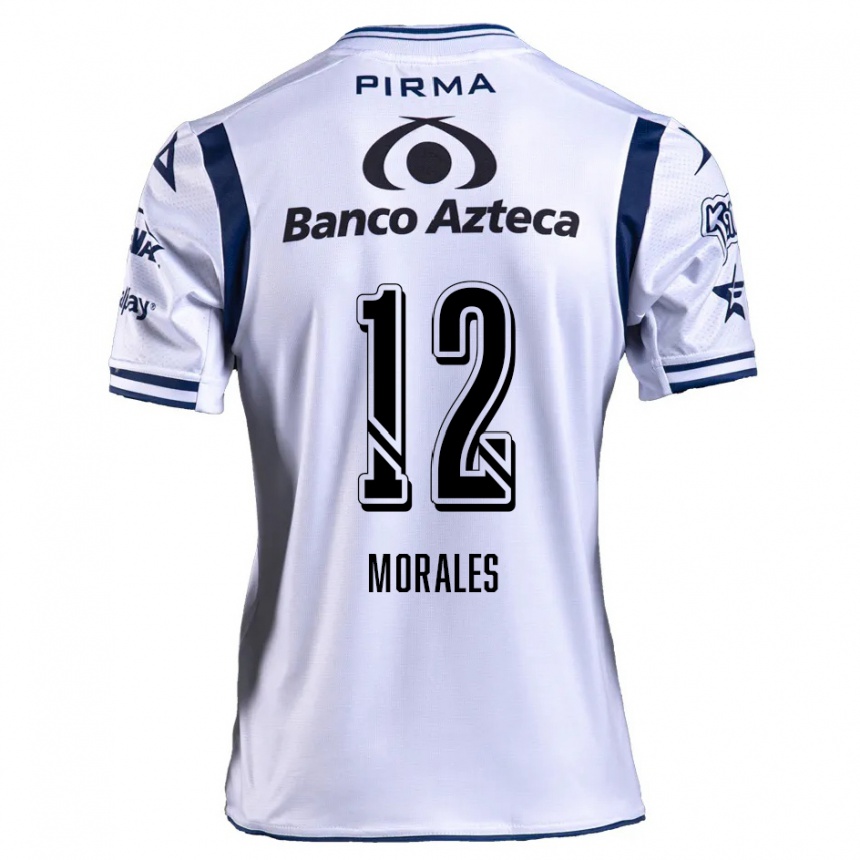 Enfant Football Maillot Karla Morales #12 Blanc Bleu Marine Tenues Domicile 2024/25