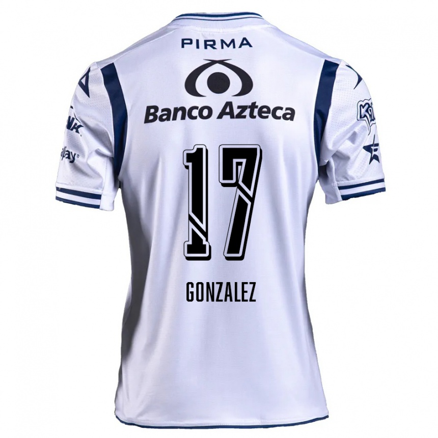 Enfant Football Maillot Andrea González #17 Blanc Bleu Marine Tenues Domicile 2024/25