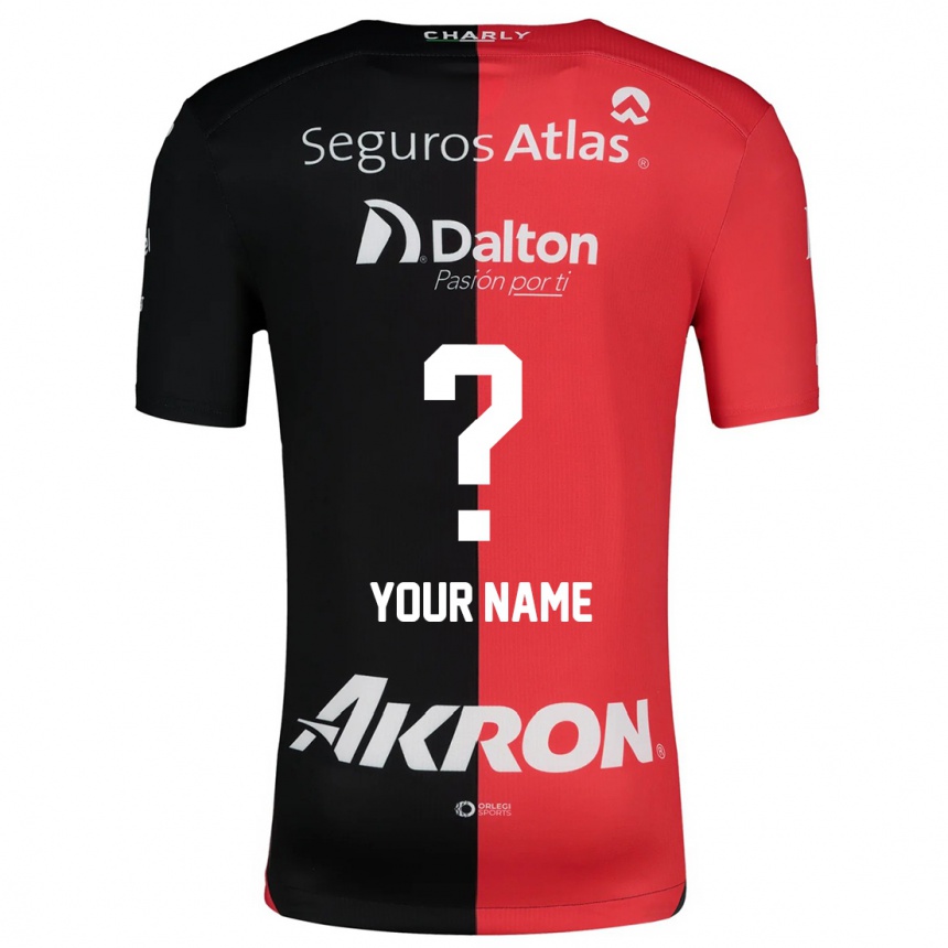 Enfant Football Maillot Votre Nom #0 Rouge Noir Tenues Domicile 2024/25